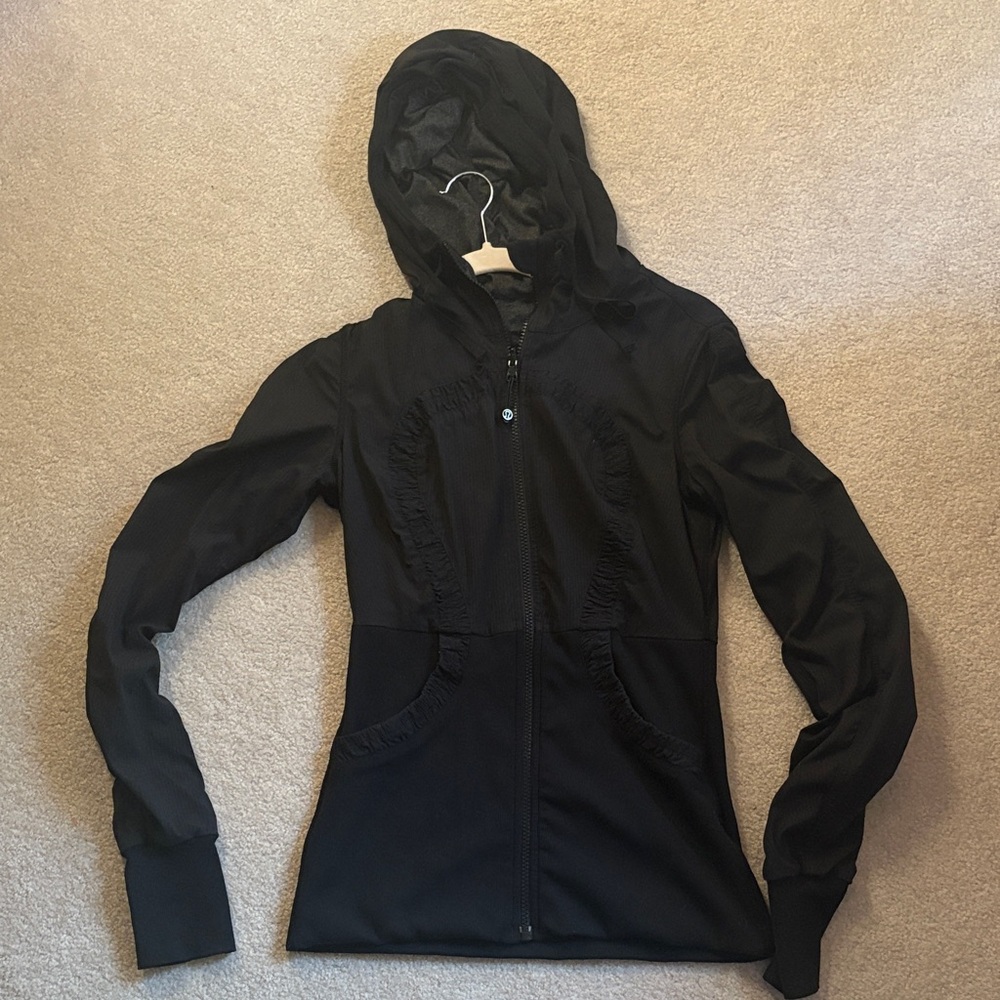 Black Women's Hooded Zip Jacket